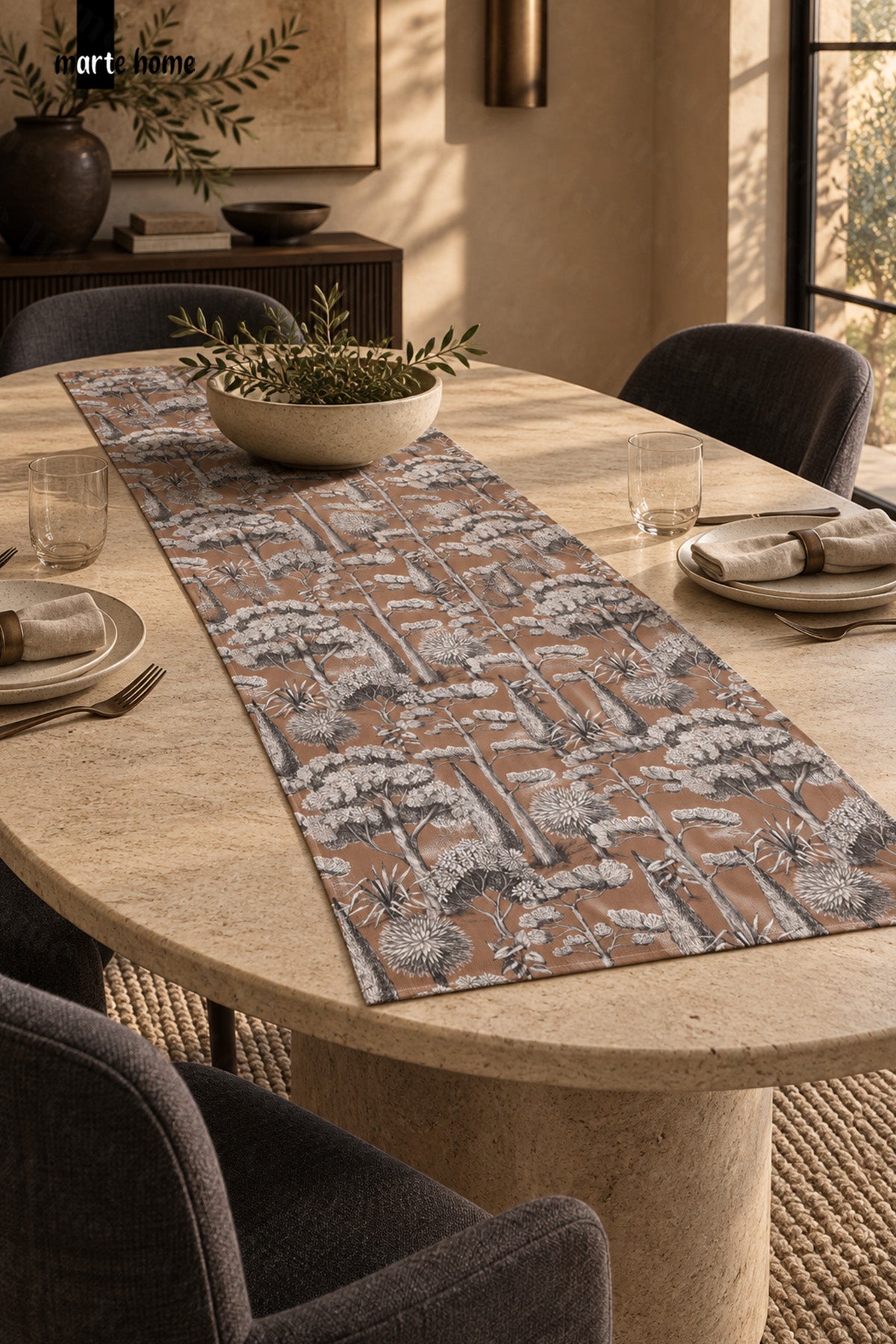 TERRA - RENKLİ DİJİTAL BASKILI DEKORATİF RUNNER - 50x150 CM