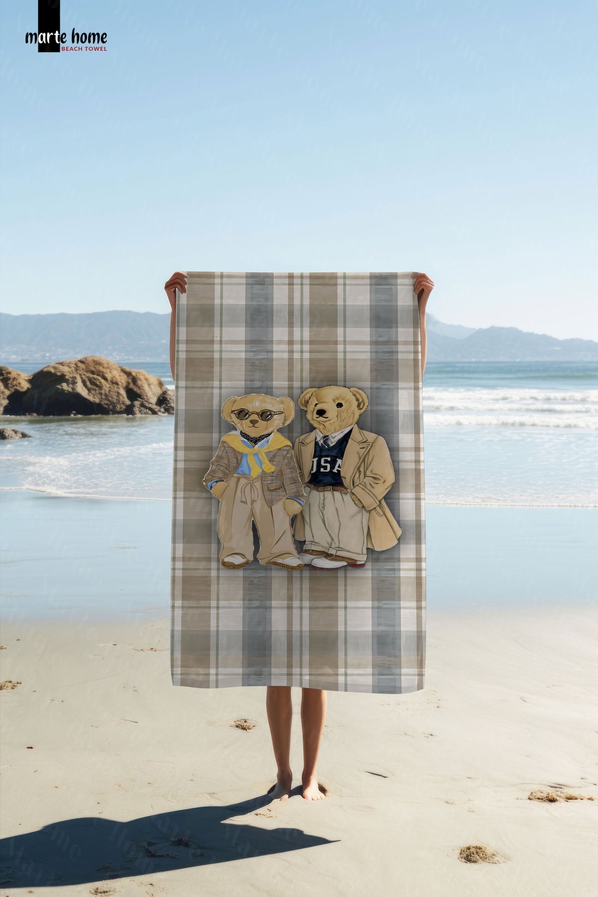 TEDDY BEAR RENKLİ BASKILI PLAJ HAVLUSU 75X150 CM