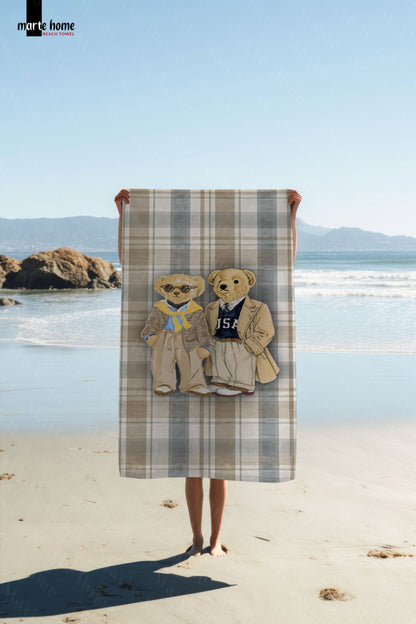 TEDDY BEAR RENKLİ BASKILI PLAJ HAVLUSU 75X150 CM