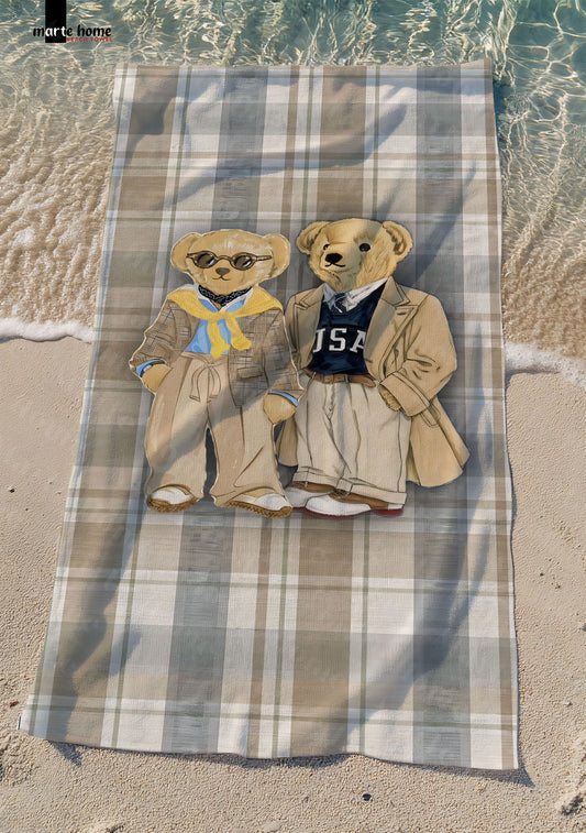 TEDDY BEAR RENKLİ BASKILI PLAJ HAVLUSU 75X150 CM
