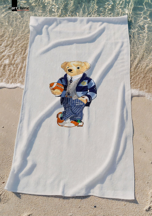 TEDDY BEAR RENKLİ BASKILI PLAJ HAVLUSU 75X150 CM