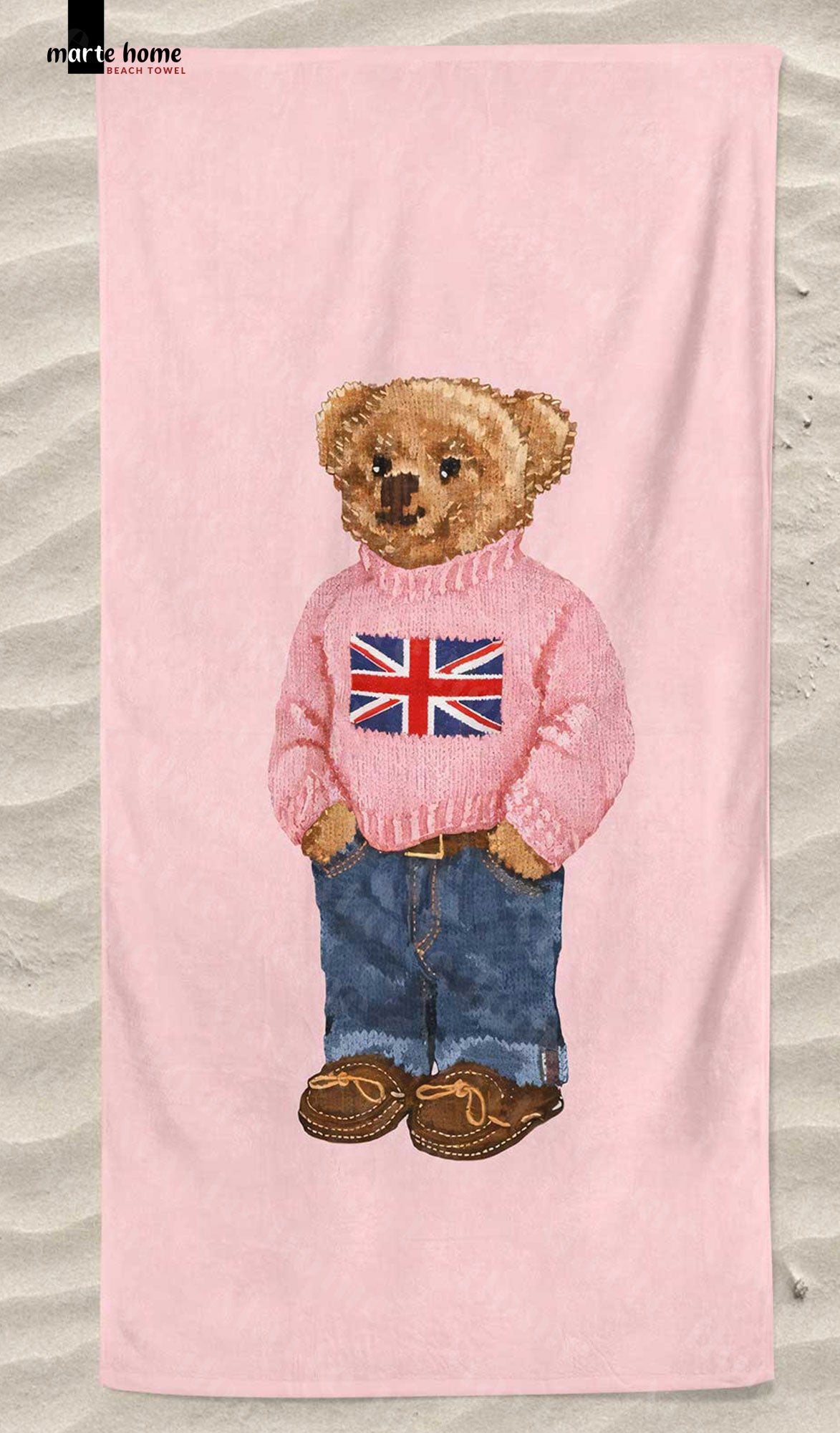 TEDDY BEAR RENKLİ BASKILI PLAJ HAVLUSU 75X150 CM