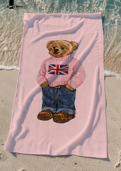 TEDDY BEAR RENKLİ BASKILI PLAJ HAVLUSU 75X150 CM
