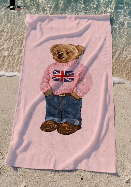 TEDDY BEAR RENKLİ BASKILI PLAJ HAVLUSU 75X150 CM