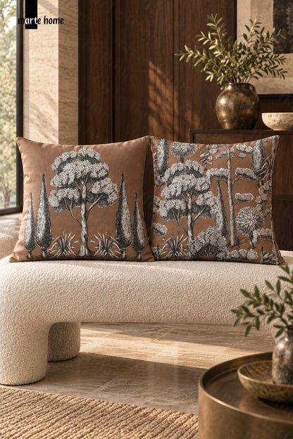 TERRA - RENKLİ ÇİFT TARAF BASKILI 2'Lİ KIRLENT KILIFI SETİ - 43x43 CM