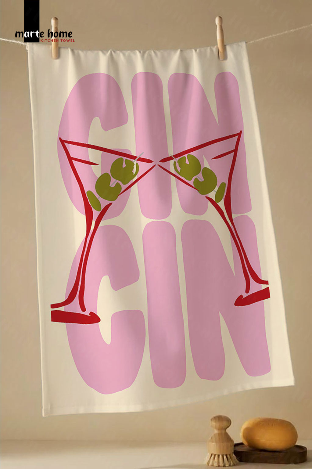 CIN CIN - RENKLİ BASKILI 40x60 MUTFAK HAVLUSU, KURULAMA BEZİ