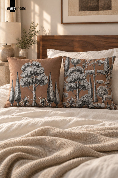 TERRA - RENKLİ ÇİFT TARAF BASKILI 2'Lİ KIRLENT KILIFI SETİ - 43x43 CM
