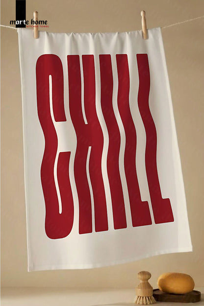 CHILL - RENKLİ BASKILI 40x60 MUTFAK HAVLUSU, KURULAMA BEZİ