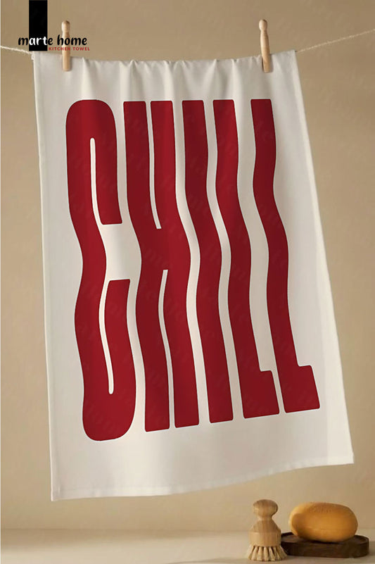 CHILL - RENKLİ BASKILI 40x60 MUTFAK HAVLUSU, KURULAMA BEZİ