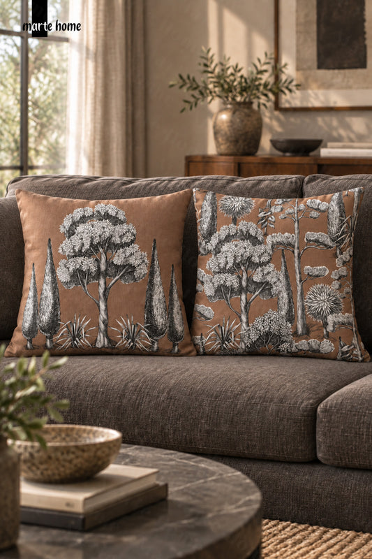 TERRA - RENKLİ ÇİFT TARAF BASKILI 2'Lİ KIRLENT KILIFI SETİ - 43x43 CM