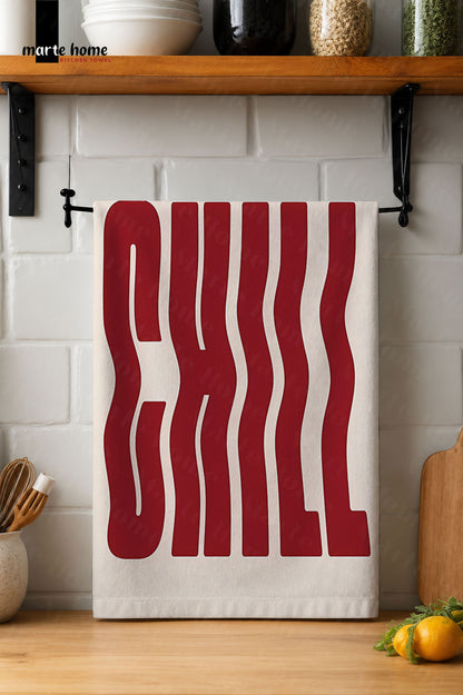 CHILL - RENKLİ BASKILI 40x60 MUTFAK HAVLUSU, KURULAMA BEZİ