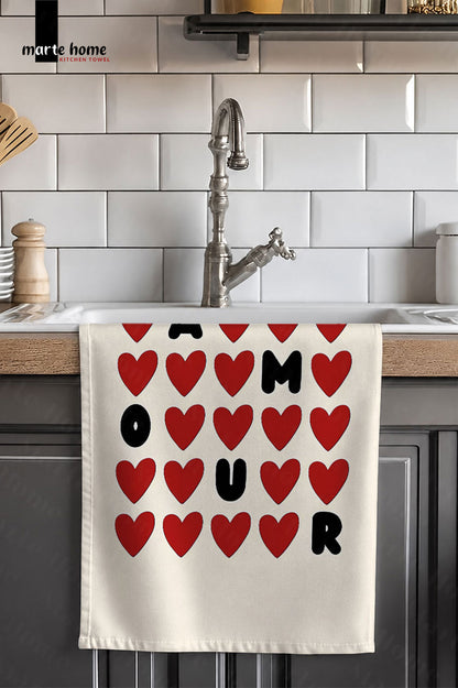 AMOUR - RENKLİ BASKILI 40x60 MUTFAK HAVLUSU, KURULAMA BEZİ