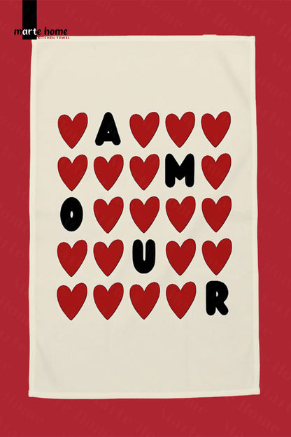AMOUR - RENKLİ BASKILI 40x60 MUTFAK HAVLUSU, KURULAMA BEZİ