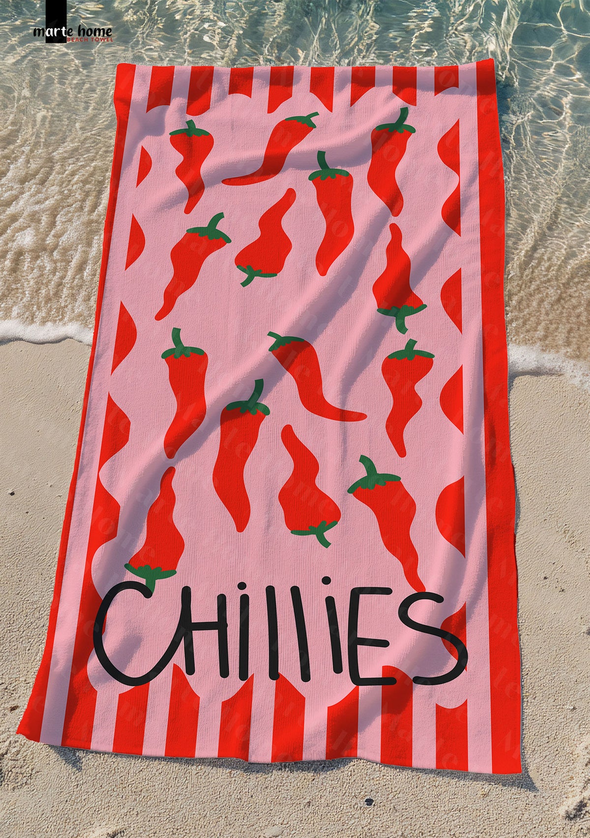CHİLLİES - BİBER BASKILI RENKLİ PLAJ HAVLUSU - 75x150 CM