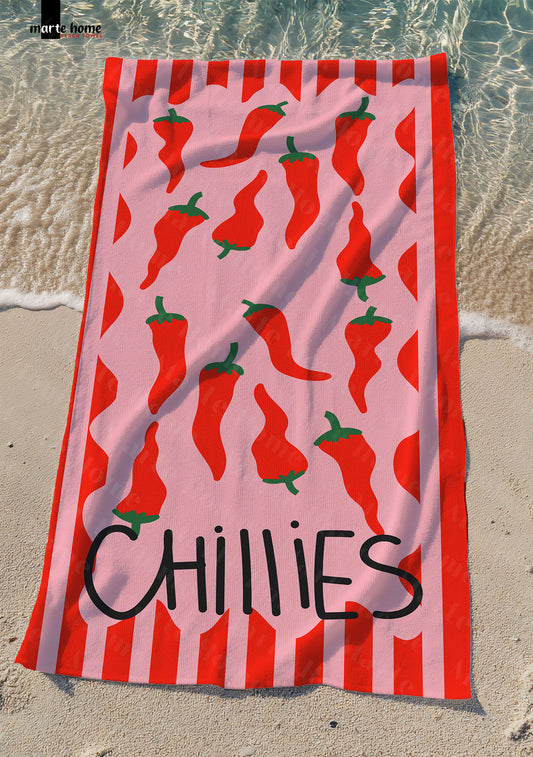 CHİLLİES - BİBER BASKILI RENKLİ PLAJ HAVLUSU - 75x150 CM
