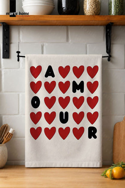 AMOUR - RENKLİ BASKILI 40x60 MUTFAK HAVLUSU, KURULAMA BEZİ