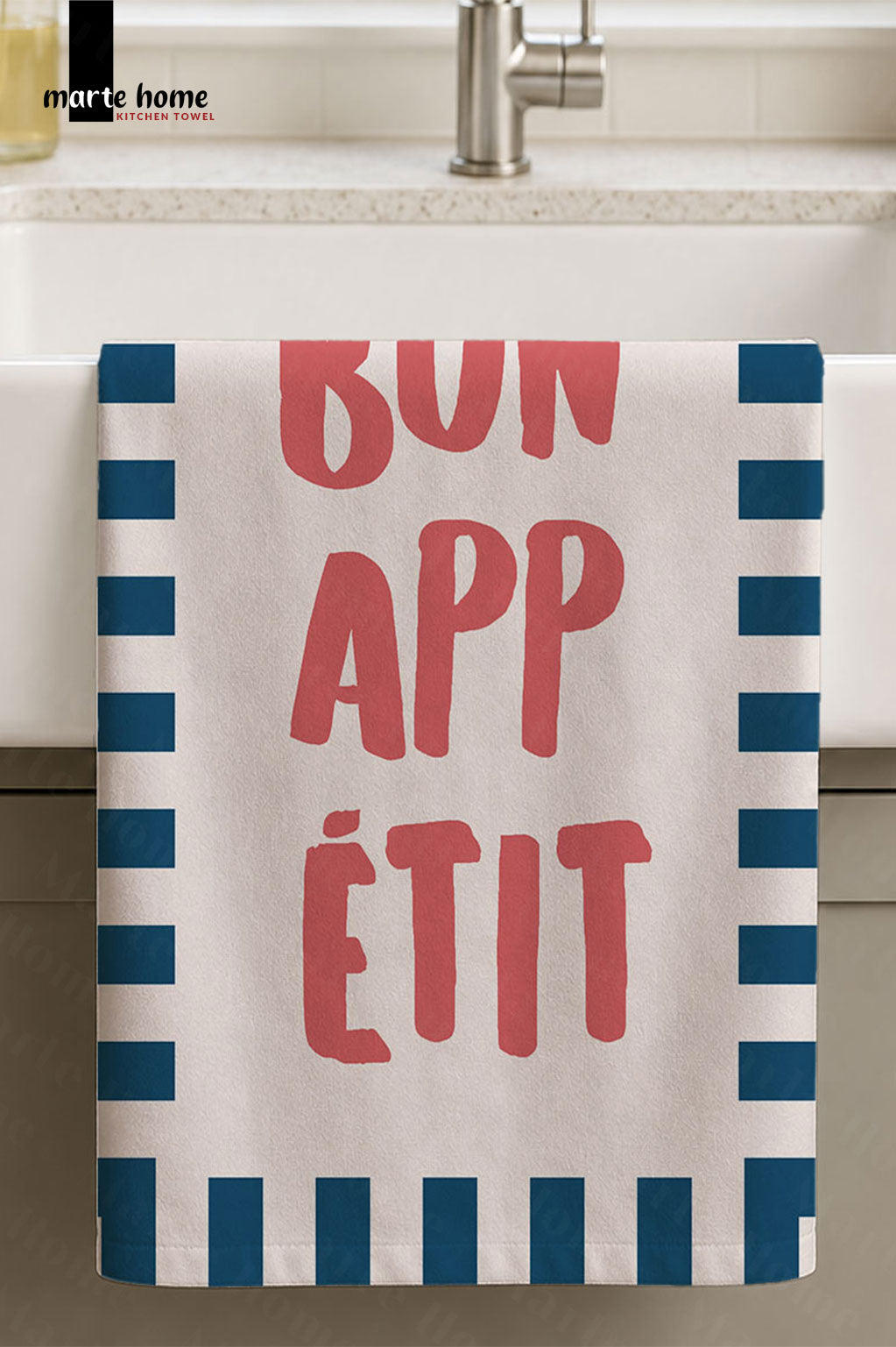 BON APPETIT RENKLİ BASKILI 40x60 MUTFAK HAVLUSU, KURULAMA BEZİ