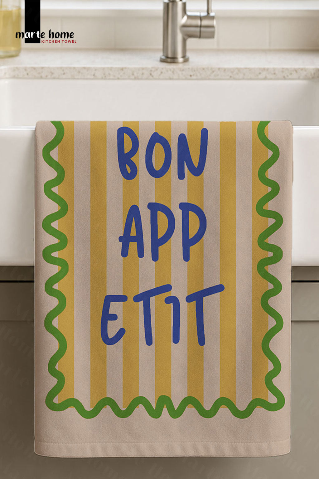BON APPETIT RENKLİ BASKILI 40x60 MUTFAK HAVLUSU, KURULAMA BEZİ