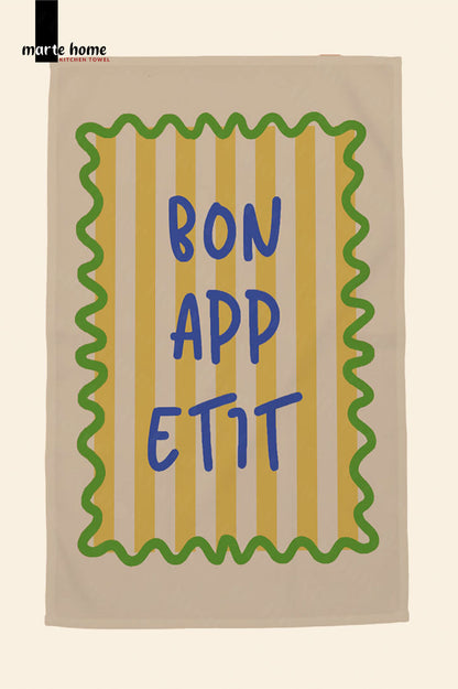 BON APPETIT RENKLİ BASKILI 40x60 MUTFAK HAVLUSU, KURULAMA BEZİ