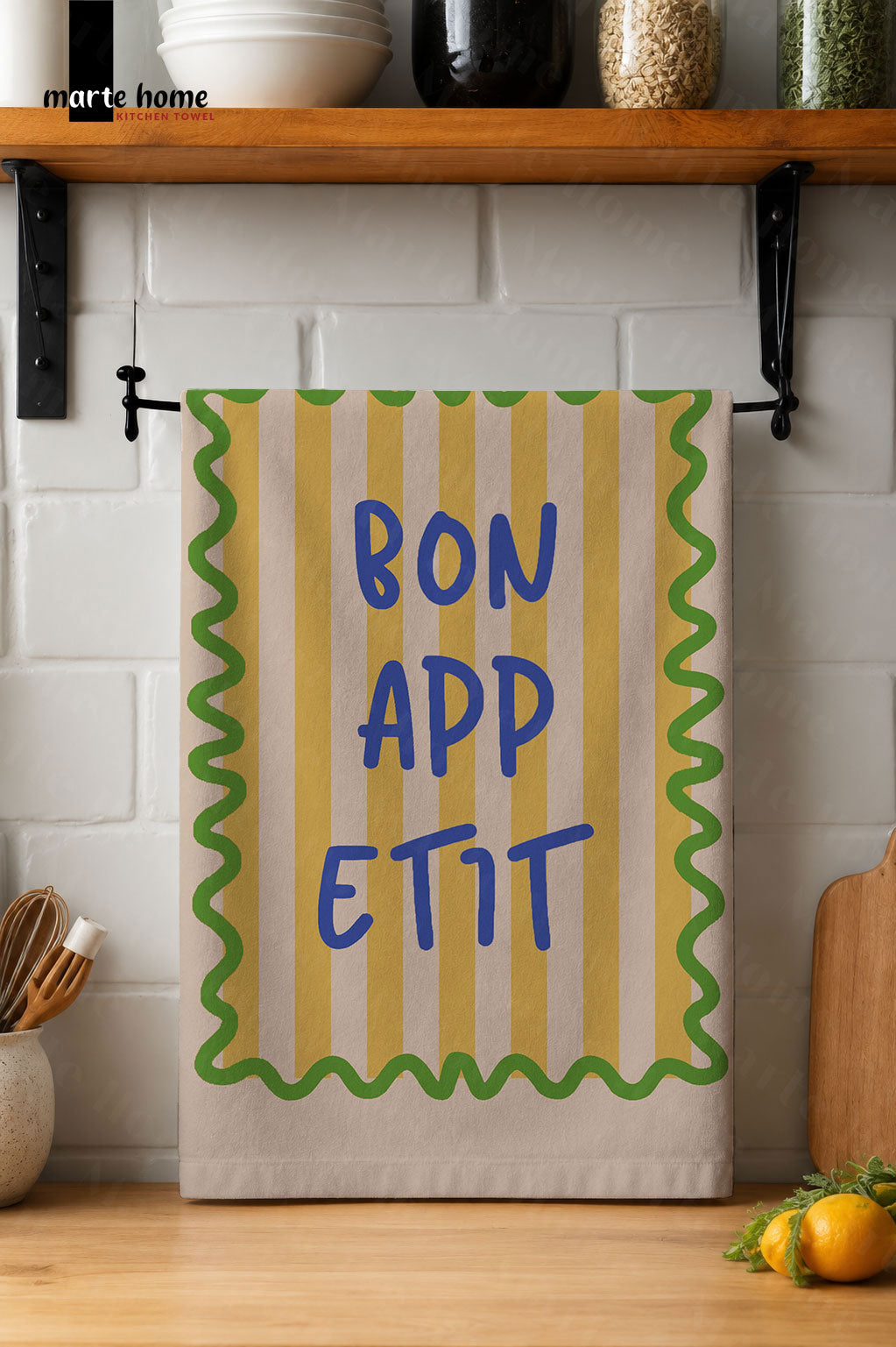 BON APPETIT RENKLİ BASKILI 40x60 MUTFAK HAVLUSU, KURULAMA BEZİ