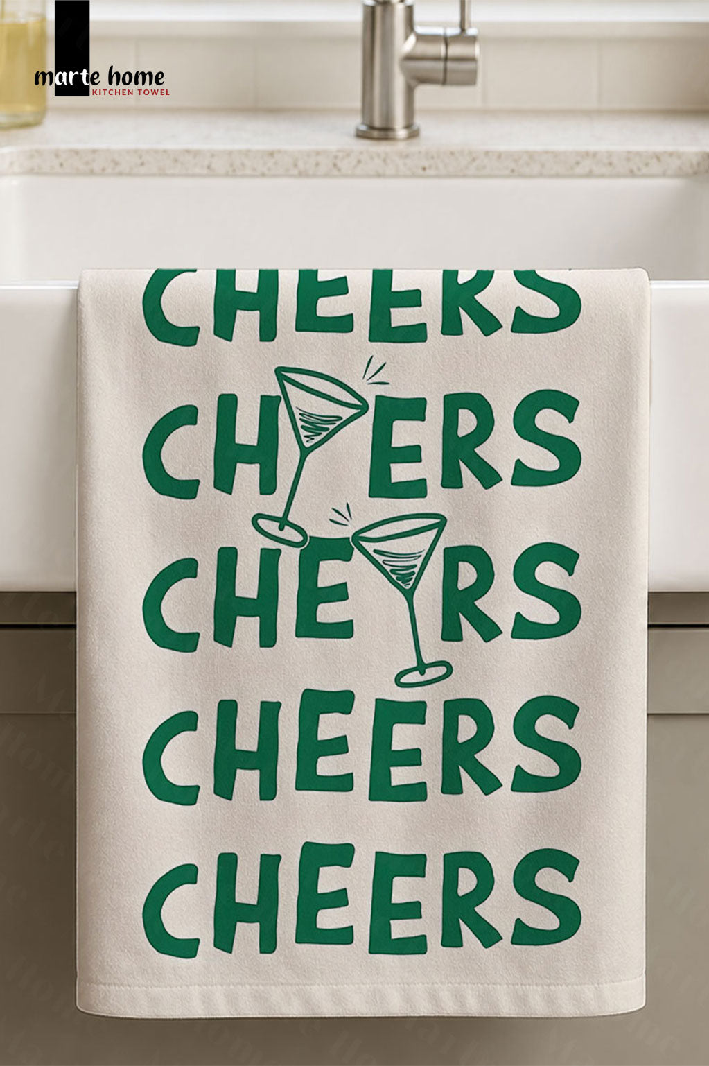 CHEERS - RENKLİ BASKILI 40x60 MUTFAK HAVLUSU, KURULAMA BEZİ
