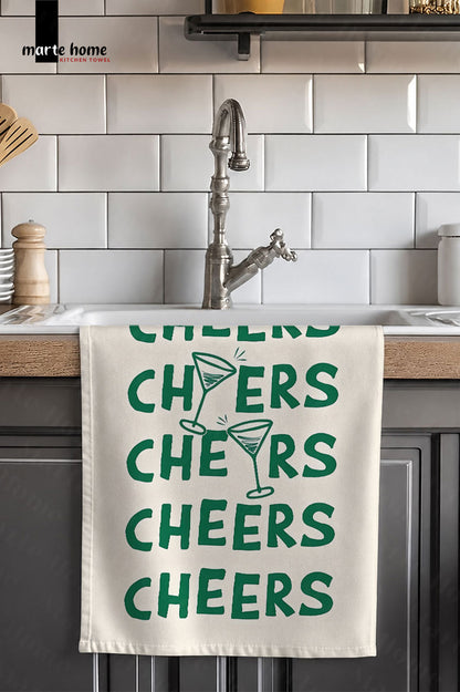 CHEERS - RENKLİ BASKILI 40x60 MUTFAK HAVLUSU, KURULAMA BEZİ