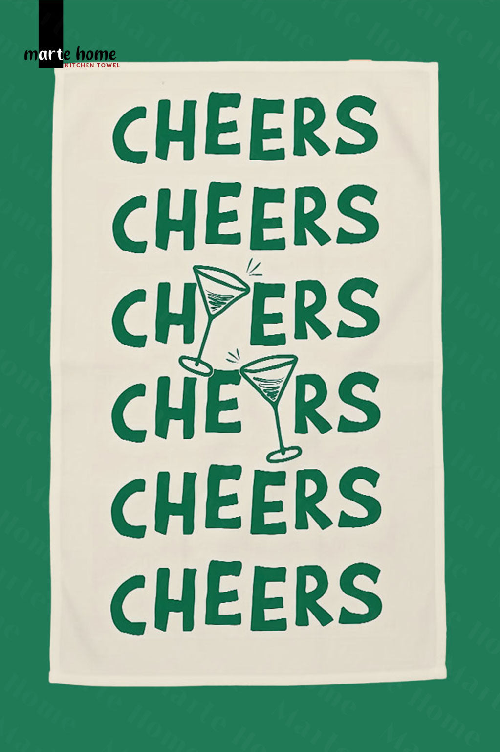 CHEERS - RENKLİ BASKILI 40x60 MUTFAK HAVLUSU, KURULAMA BEZİ