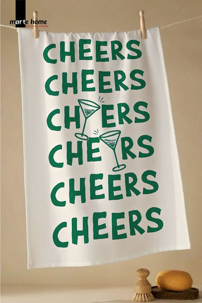 CHEERS - RENKLİ BASKILI 40x60 MUTFAK HAVLUSU, KURULAMA BEZİ