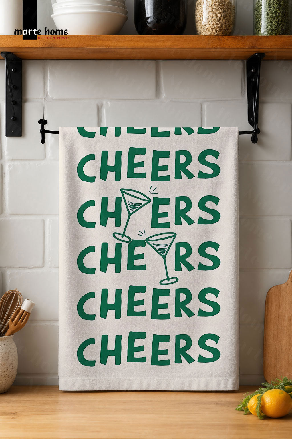 CHEERS - RENKLİ BASKILI 40x60 MUTFAK HAVLUSU, KURULAMA BEZİ