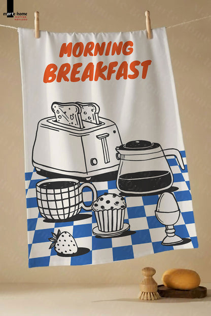 BRUNCH - RENKLİ BASKILI 3'LÜ SET 40x60 MUTFAK HAVLUSU, KURULAMA BEZİ