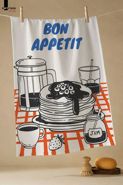 BRUNCH - RENKLİ BASKILI 3'LÜ SET 40x60 MUTFAK HAVLUSU, KURULAMA BEZİ