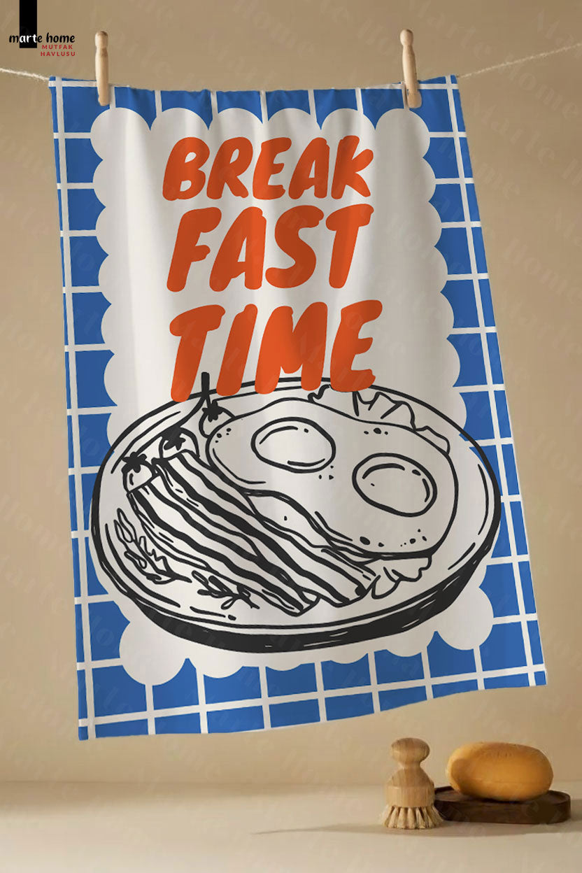 BREAKFAST CLUB - RENKLİ BASKILI 4'LÜ SET 40x60 MUTFAK HAVLUSU, KURULAMA BEZİ