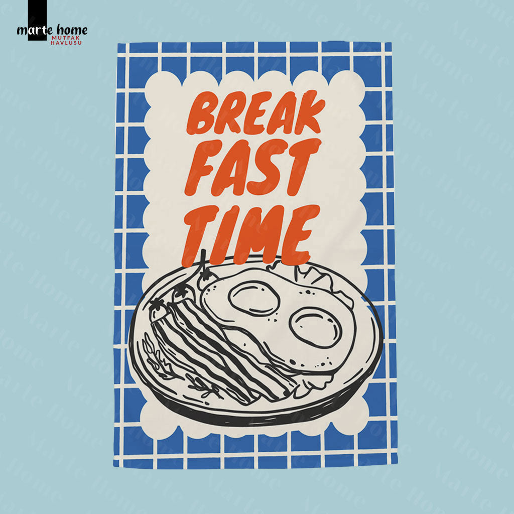 BREAKFAST CLUB - RENKLİ BASKILI 4'LÜ SET 40x60 MUTFAK HAVLUSU, KURULAMA BEZİ