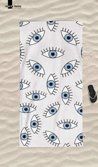 EYES - GÖZ DESENLİ DİJİTAL BASKILI RENKLİ PLAJ HAVLUSU