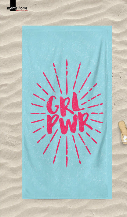 GRL PWR - DESENLİ DİJİTAL BASKILI RENKLİ PLAJ HAVLUSU