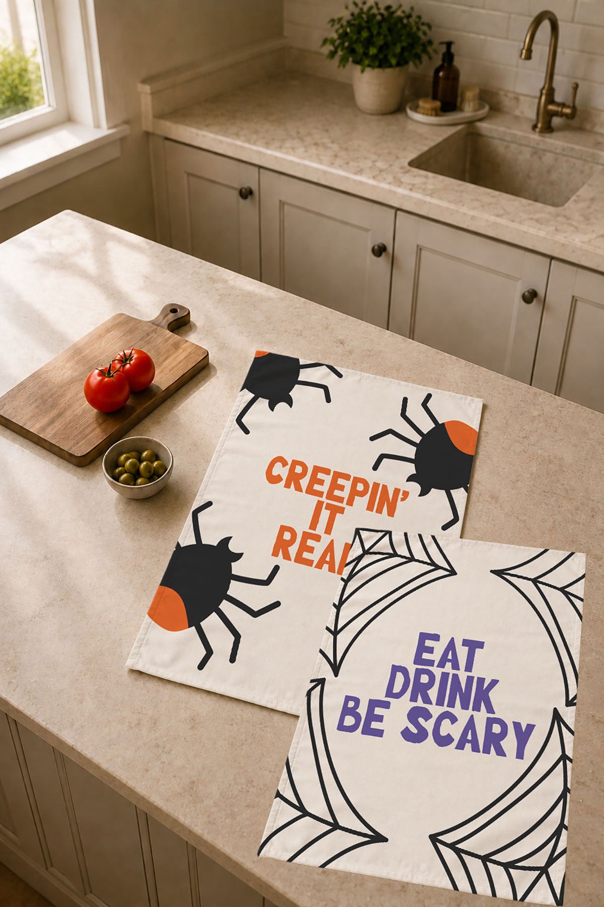 CADILAR BAYRAMI & HALLOWEEN 35X55 CM RENKLİ BASKILI 2'Lİ MUTFAK HAVLUSU, KURULAMA BEZİ SETİ