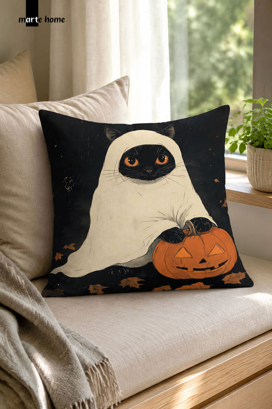 Cadılar Bayramı & Hallowen Renkli Baskılı 43x43 cm Kırlent Kılıfı