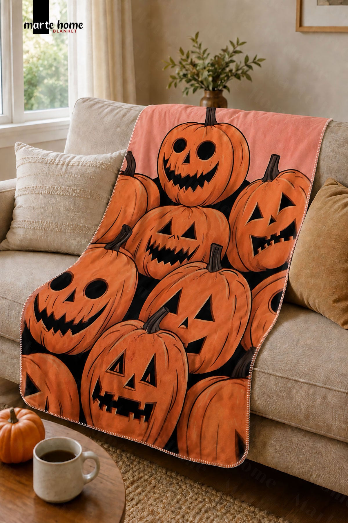 CADILAR BAYRAMI & HALLOWEN DESENLİ 100X170 CM TEK TARAF BASKILI POLAR TV BATTANİYESİ