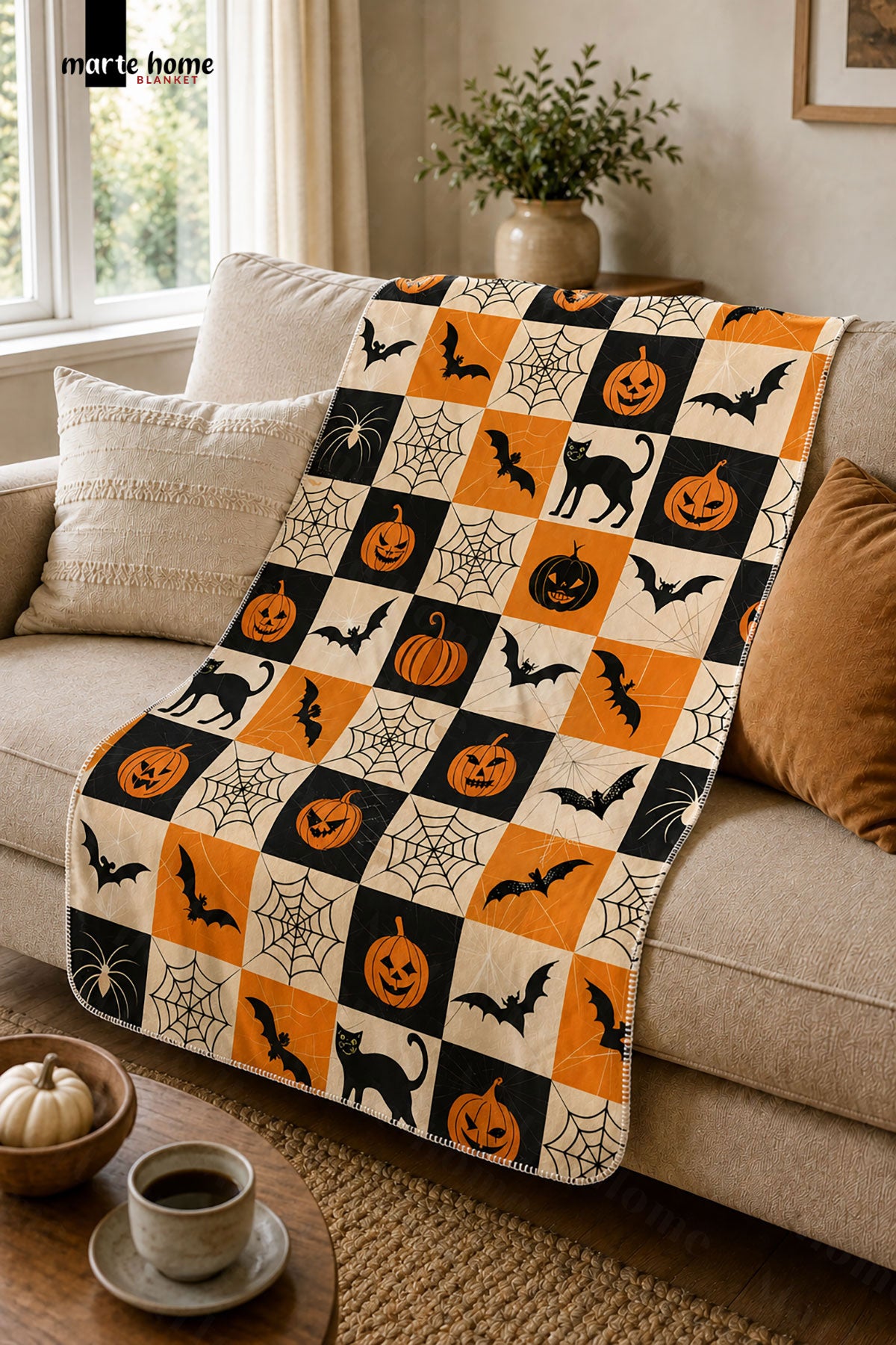 CADILAR BAYRAMI & HALLOWEN DESENLİ 100X170 CM TEK TARAF BASKILI POLAR TV BATTANİYESİ