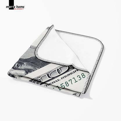 Dolar Desenli Tek Taraflı 100x170 Cm Polar Tv Battaniyesi