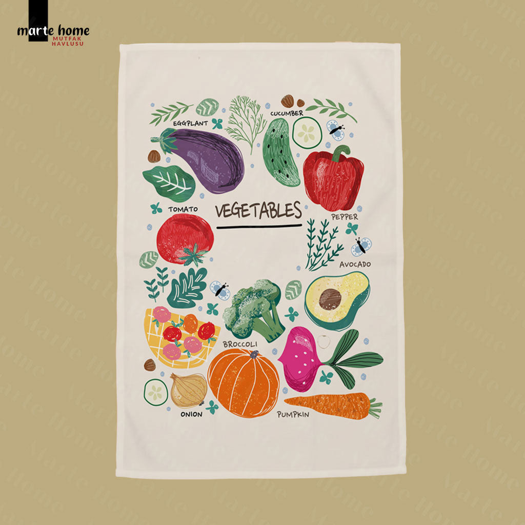 RENKLİ BASKILI 4'LÜ SET 40x60 MUTFAK HAVLUSU, KURULAMA BEZİ