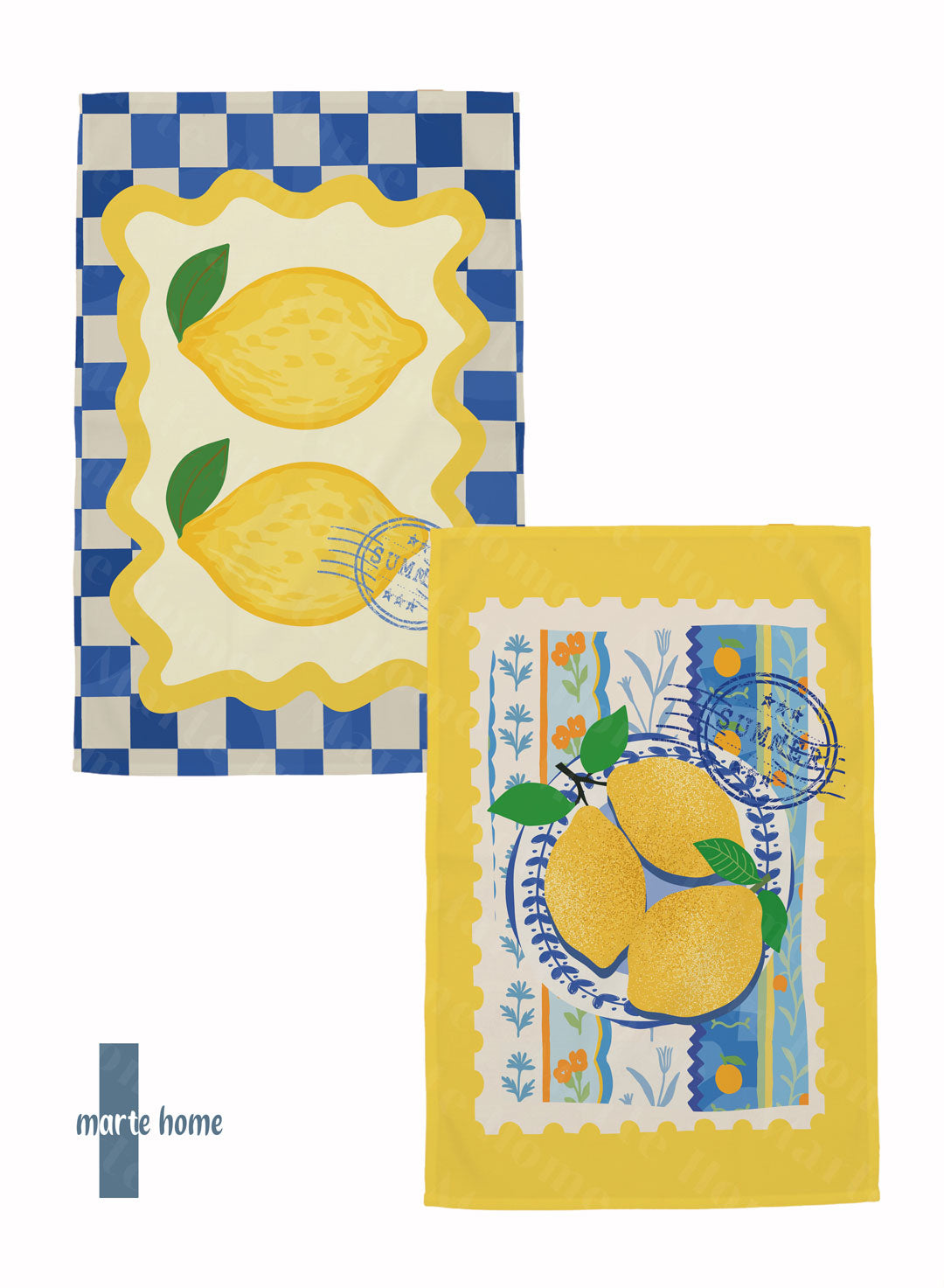 LİMONE - RENKLİ BASKILI 2'Lİ SET 40x60 MUTFAK HAVLUSU, KURULAMA BEZİ