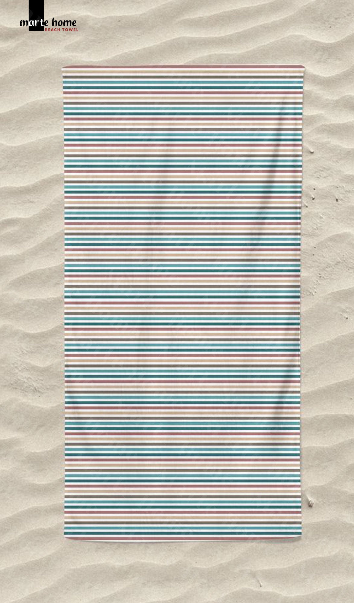 STRIPE - ÇİZGİ DESENLİ DİJİTAL BASKILI RENKLİ PLAJ HAVLUSU
