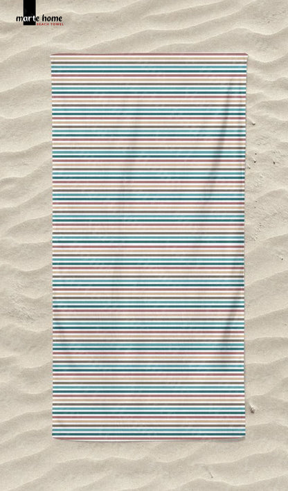 STRIPE - ÇİZGİ DESENLİ DİJİTAL BASKILI RENKLİ PLAJ HAVLUSU