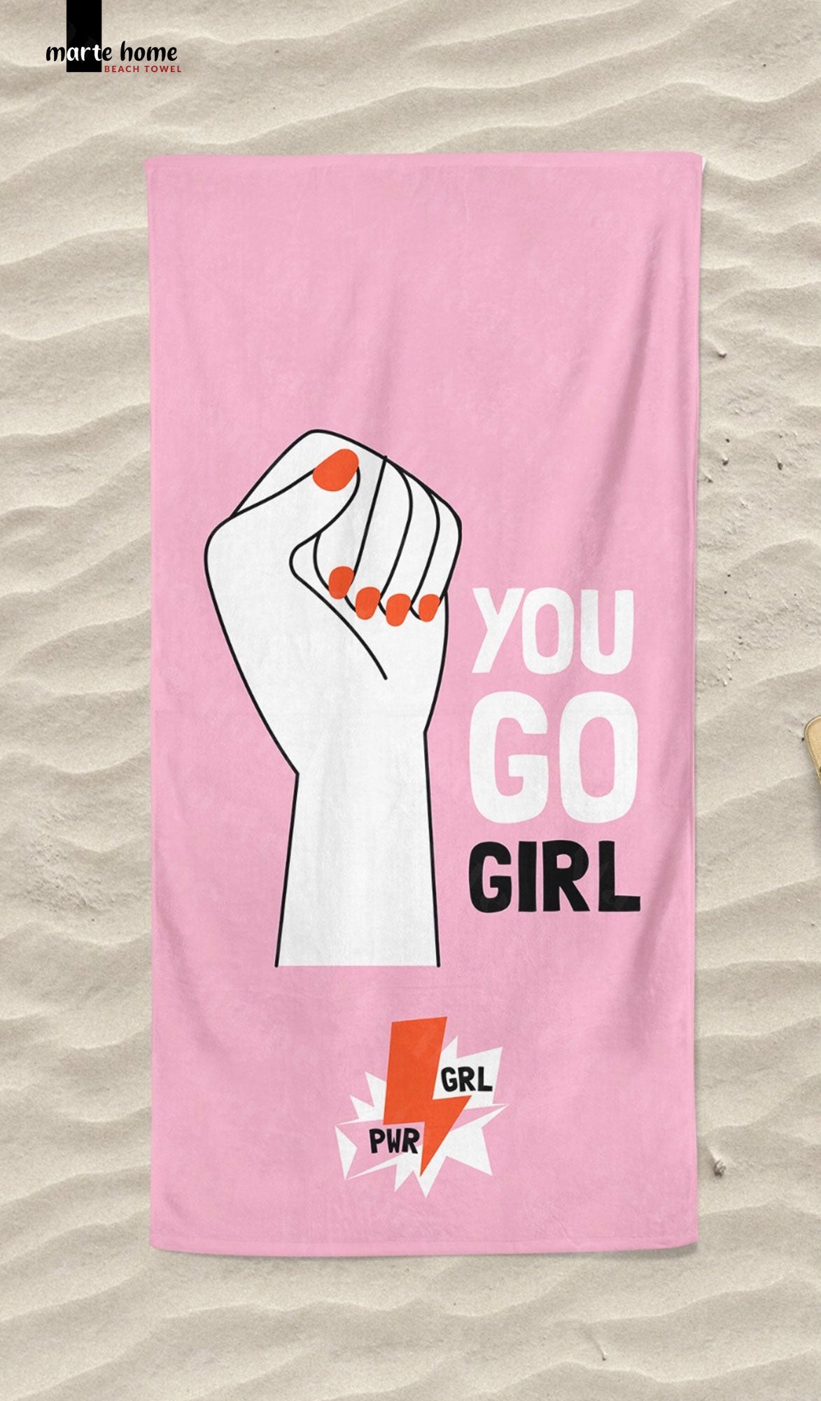 YOU GO GIRL - DESENLİ DİJİTAL BASKILI RENKLİ PLAJ HAVLUSU