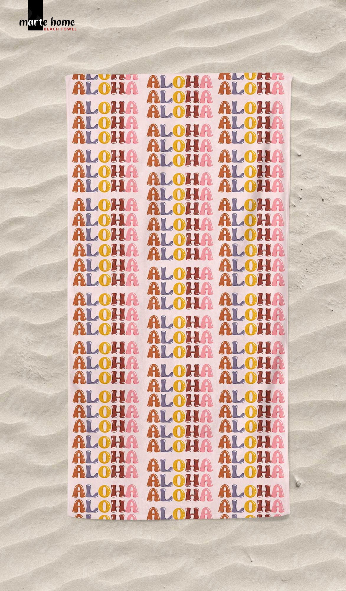 ALOHA - DESENLİ DİJİTAL BASKILI RENKLİ PLAJ HAVLUSU