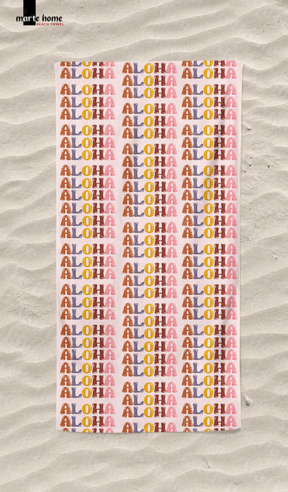 ALOHA - DESENLİ DİJİTAL BASKILI RENKLİ PLAJ HAVLUSU