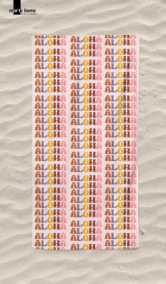 ALOHA - DESENLİ DİJİTAL BASKILI RENKLİ PLAJ HAVLUSU