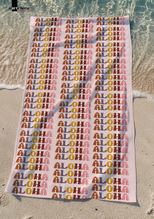 ALOHA - DESENLİ DİJİTAL BASKILI RENKLİ PLAJ HAVLUSU
