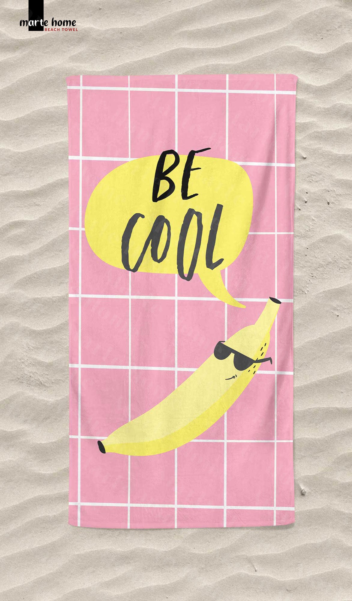 BE COOL - MUZ DESENLİ DİJİTAL BASKILI RENKLİ PLAJ HAVLUSU